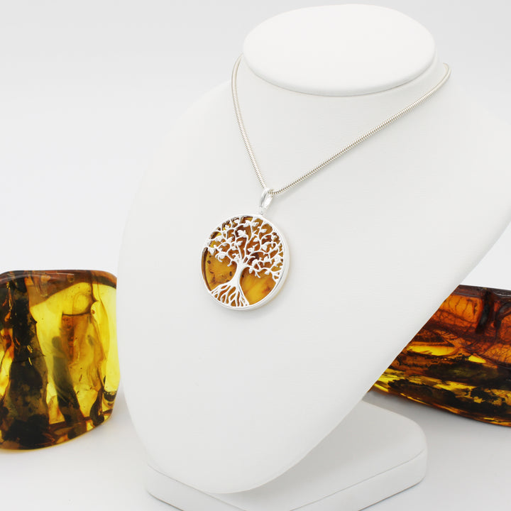 Cognac Amber Tree of Life Pendant