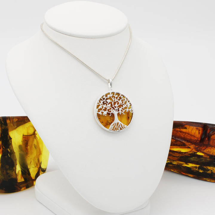 Cognac Amber Tree of Life Pendant