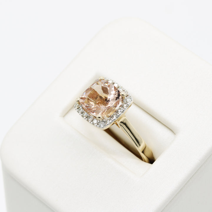 2.50ct Morganite and Diamond Cushion Ring