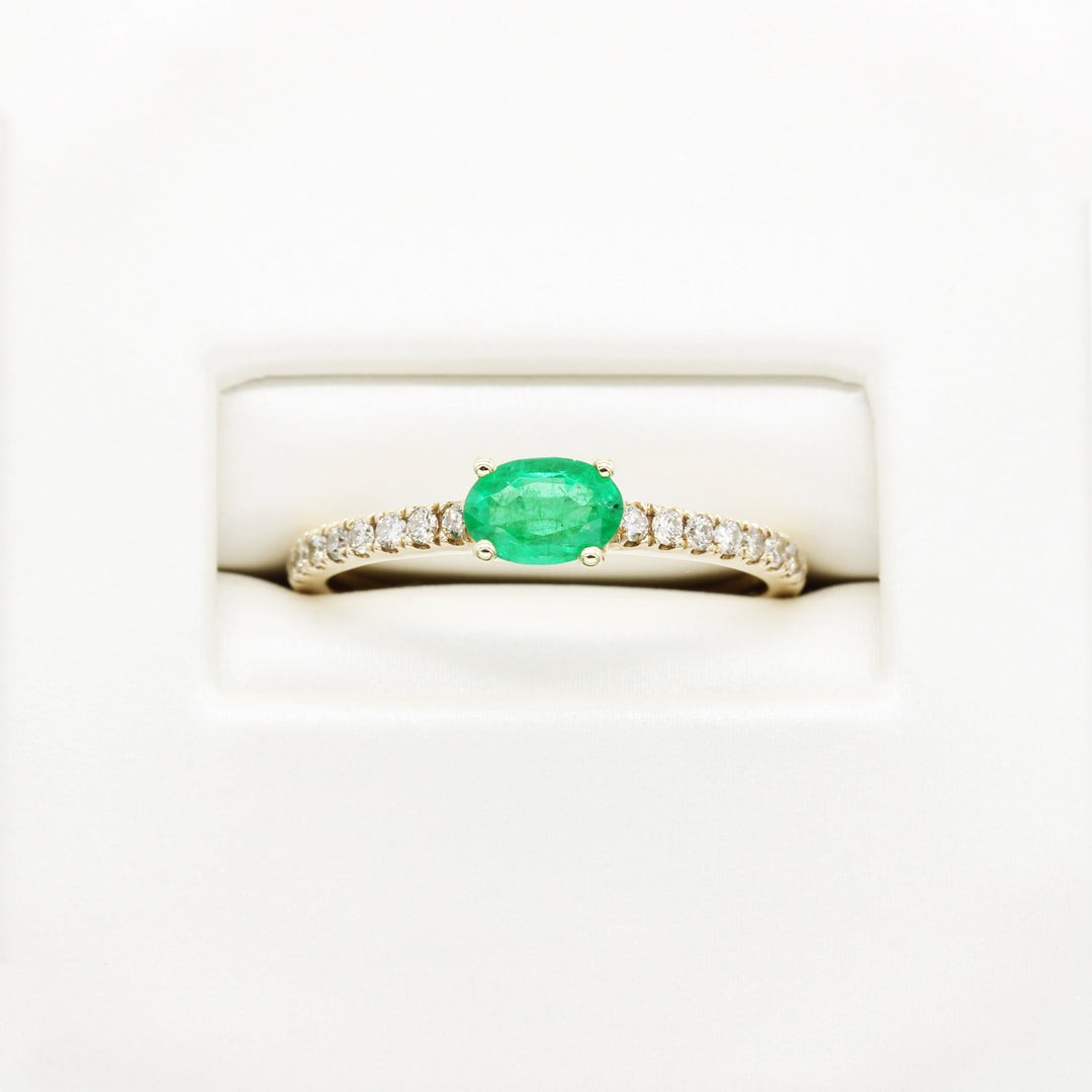 9ct Gold Emerald and Diamond Ring