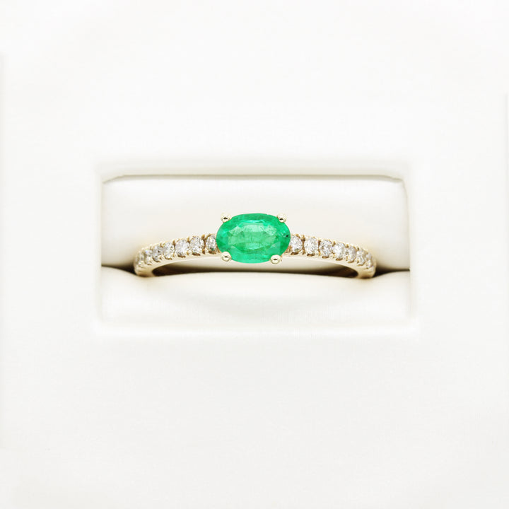 9ct Gold Emerald and Diamond Ring