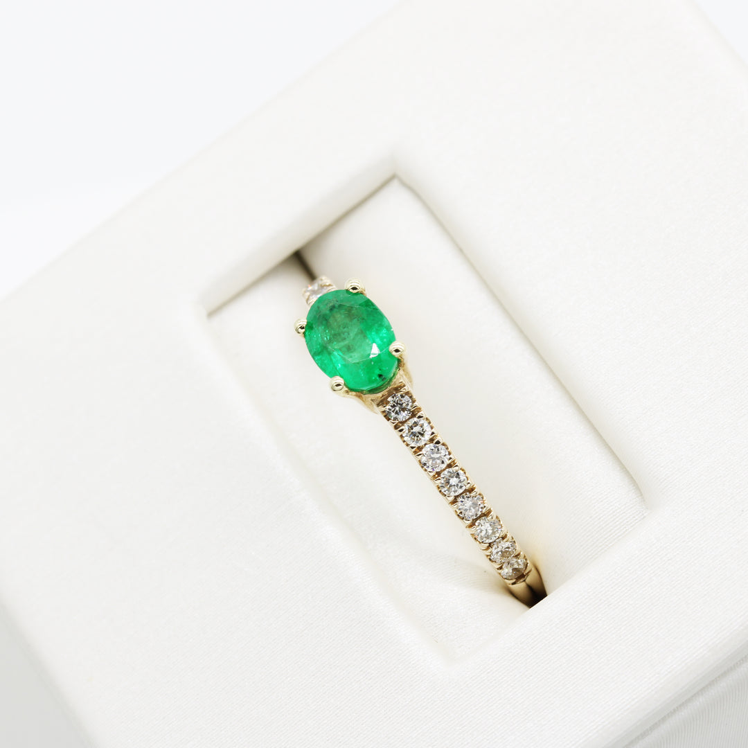 9ct Gold Emerald and Diamond Ring