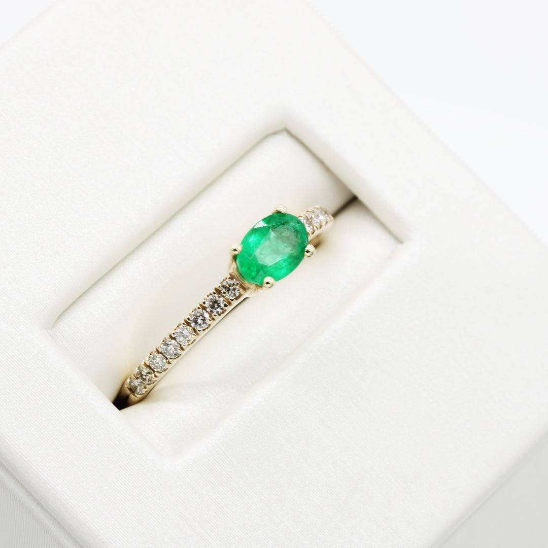 9ct Gold Emerald and Diamond Ring