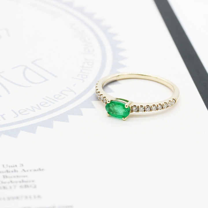 9ct Gold Emerald and Diamond Ring