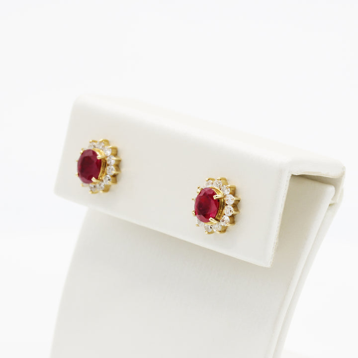 Ruby and Diamond Studs