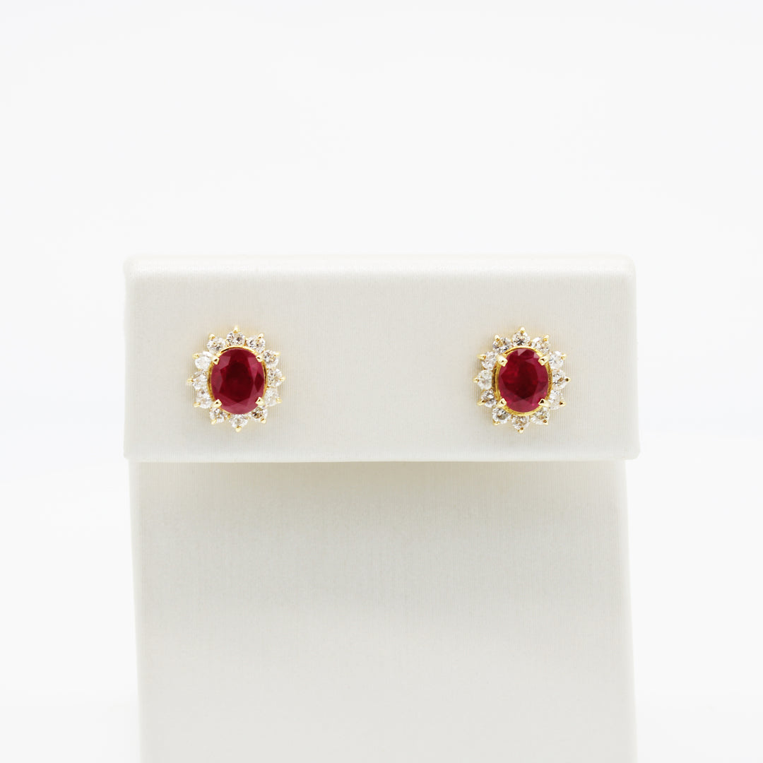 Ruby and Diamond Studs