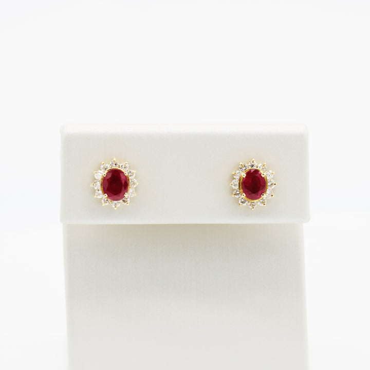 Ruby and Diamond Studs