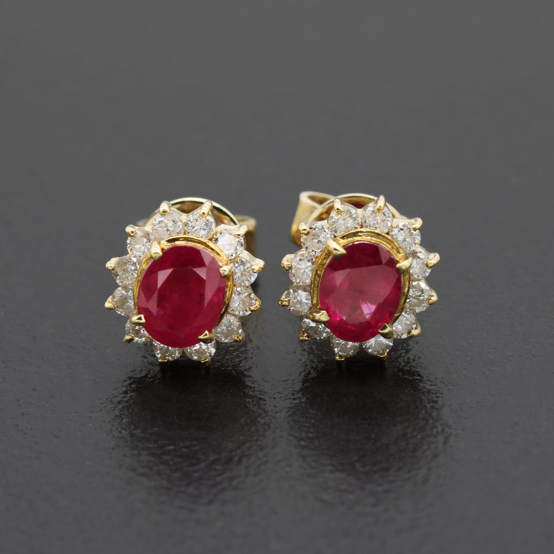 Ruby and Diamond Studs