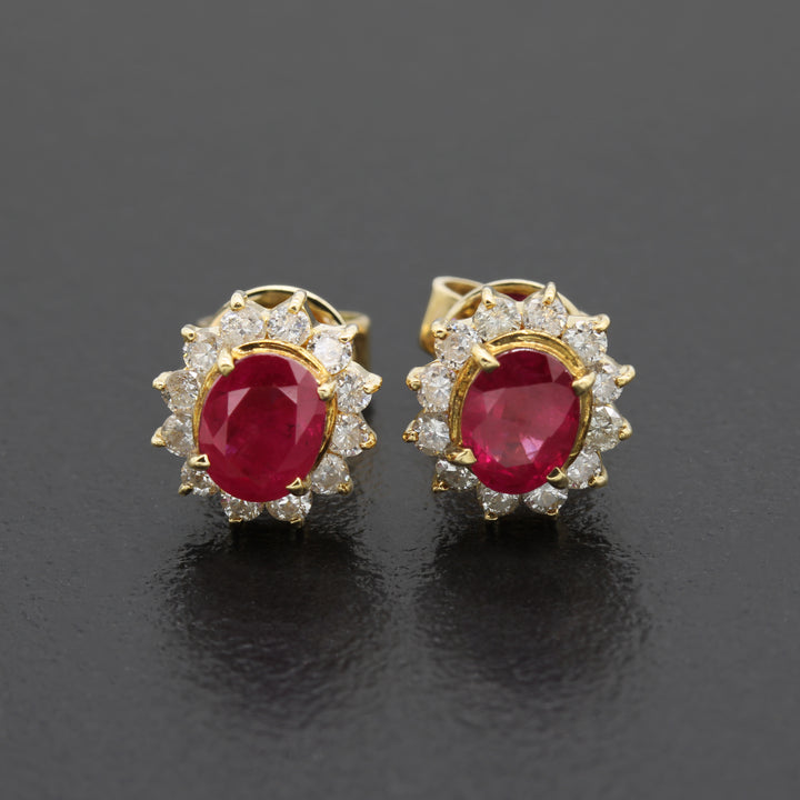 Ruby and Diamond Studs