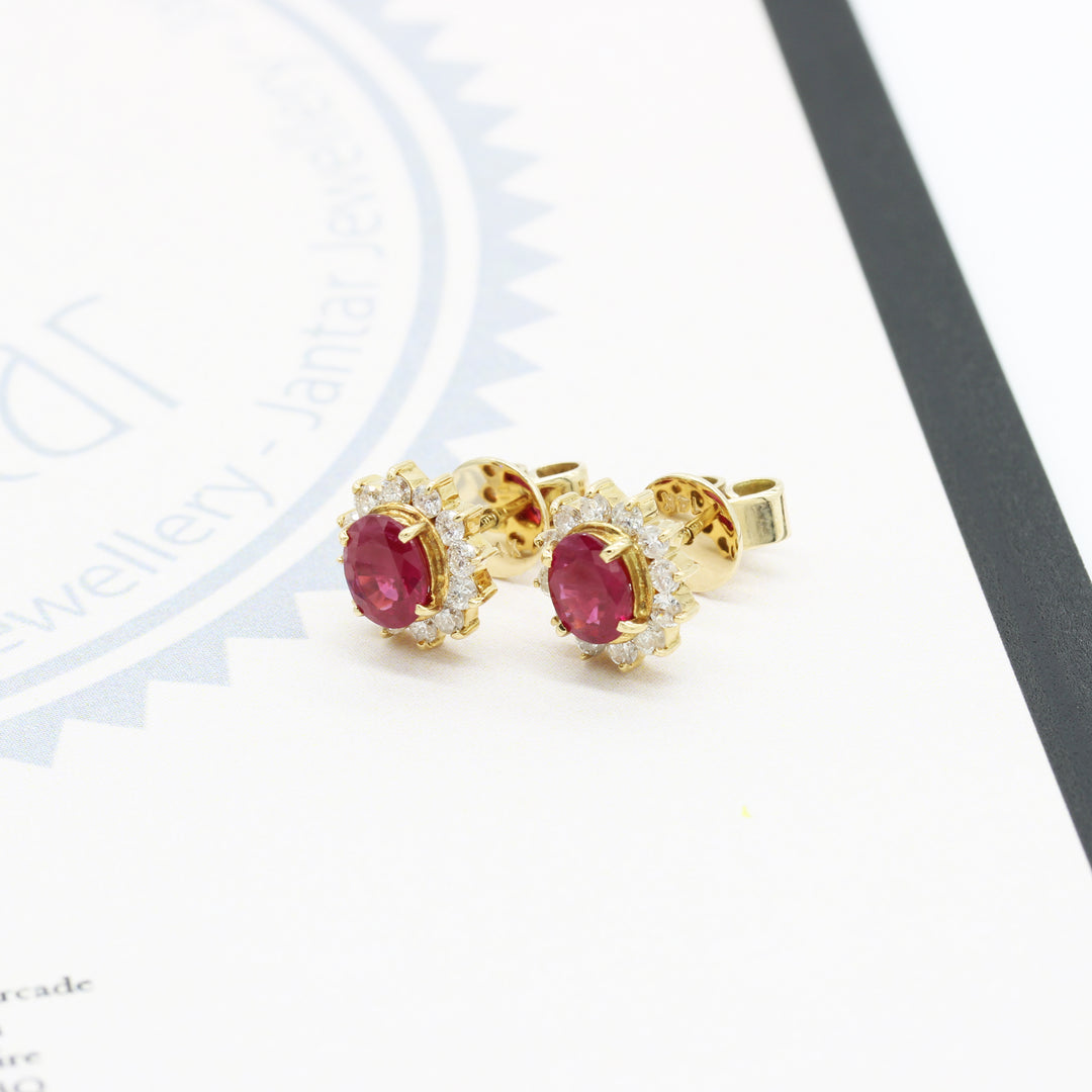 Ruby and Diamond Studs