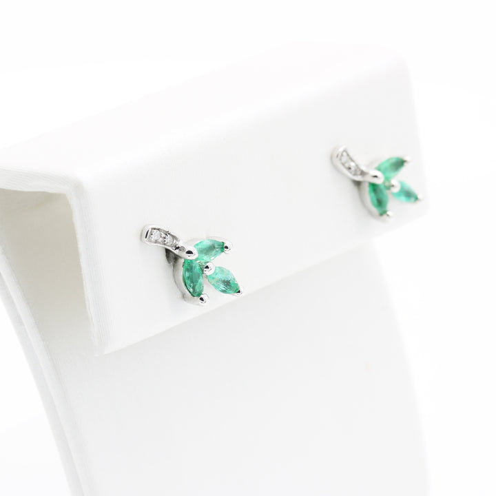 Emerald and Diamond Studs