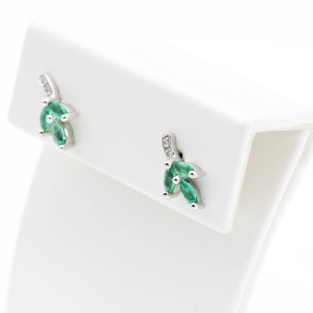 Emerald and Diamond Studs