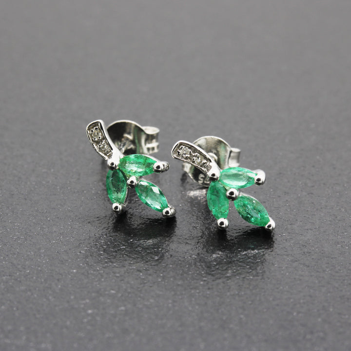 Emerald and Diamond Studs