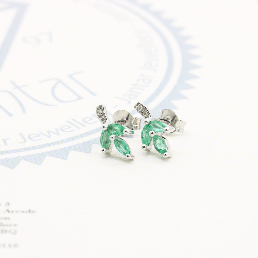 Emerald and Diamond Studs