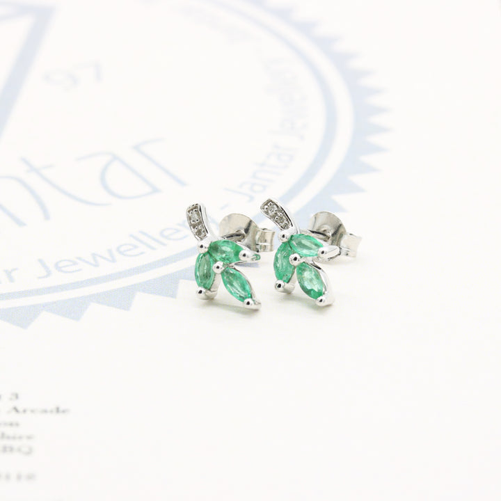 Emerald and Diamond Studs