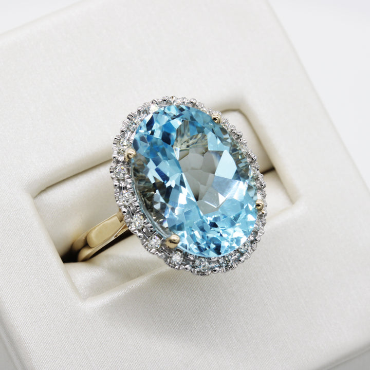 10.00ct Swiss Blue Topaz and Diamond Ring