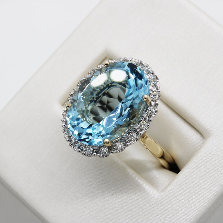 10.00ct Swiss Blue Topaz and Diamond Ring