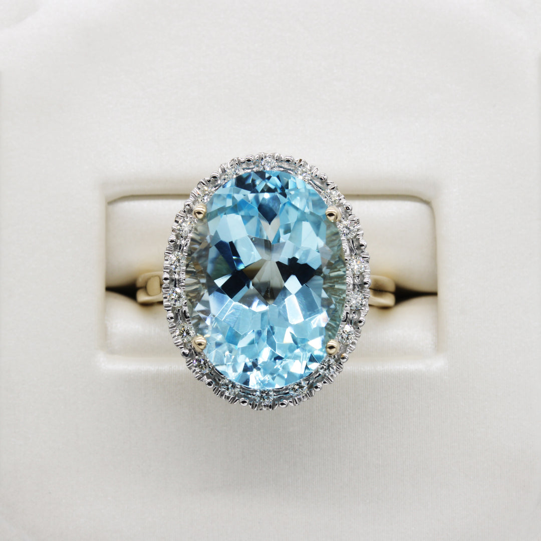 10.00ct Swiss Blue Topaz and Diamond Ring