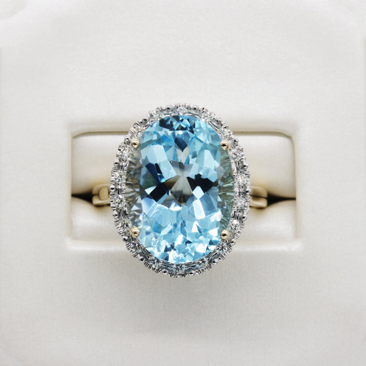 10.00ct Swiss Blue Topaz and Diamond Ring