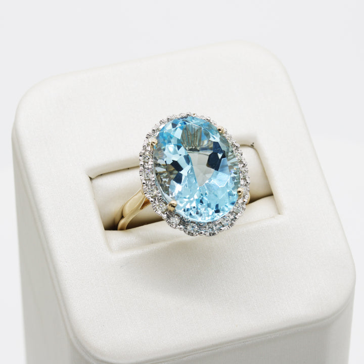 10.00ct Swiss Blue Topaz and Diamond Ring