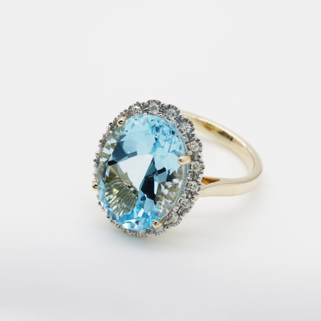 10.00ct Swiss Blue Topaz and Diamond Ring