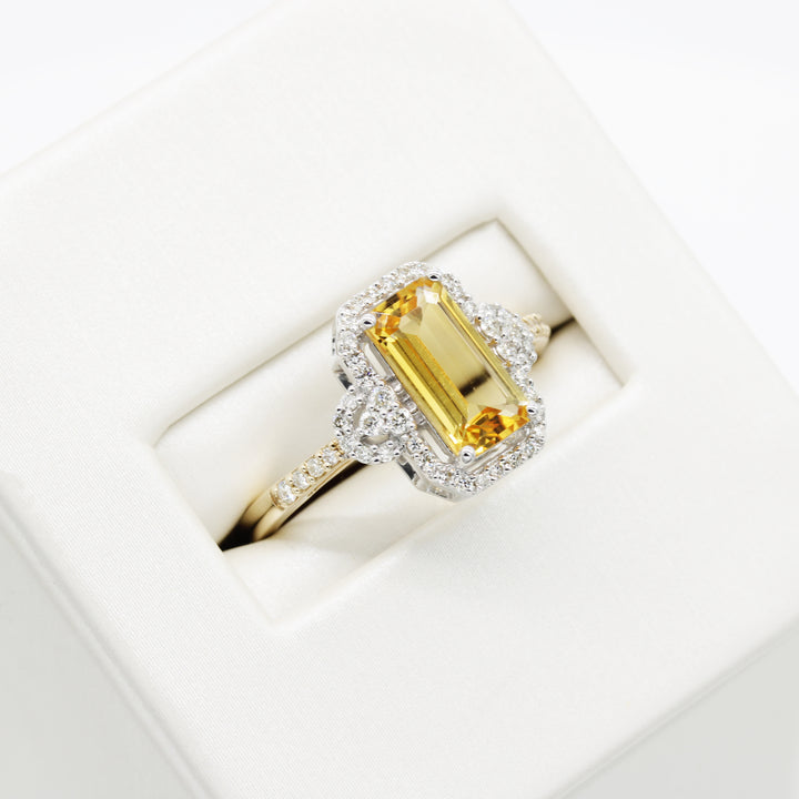 Citrine and Diamond Ring