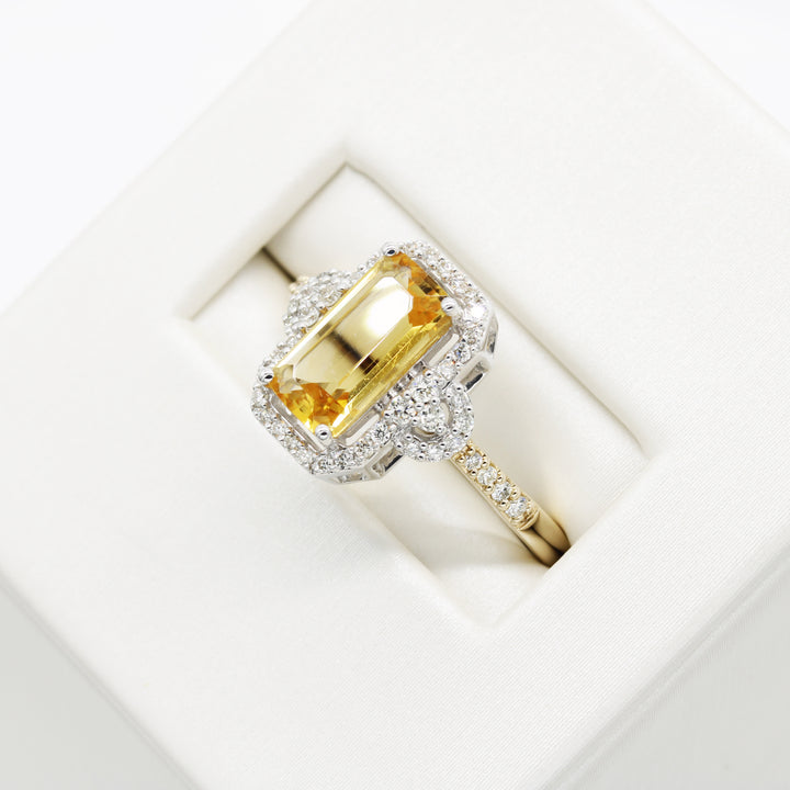 Citrine and Diamond Ring