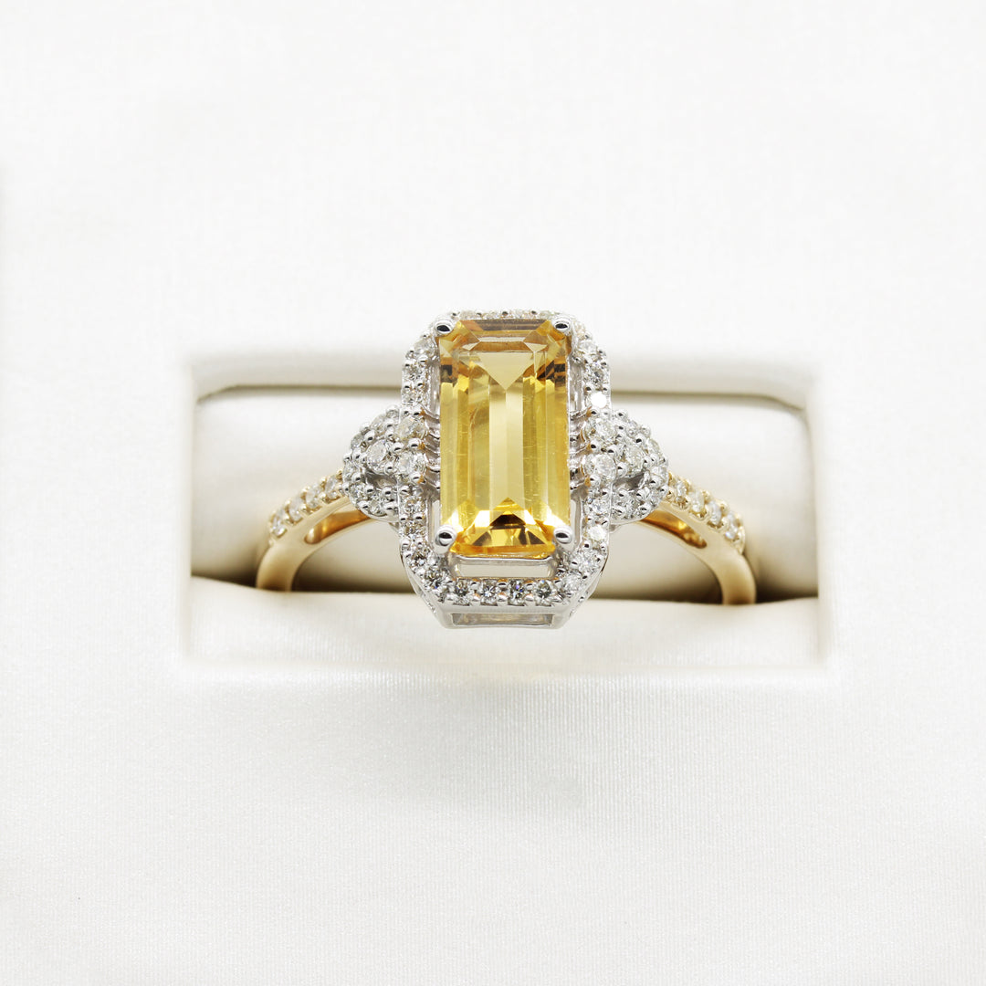 Citrine and Diamond Ring