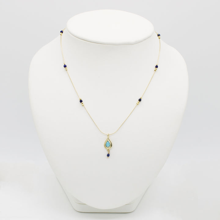 Gold Vermeil Blue Opal Necklace