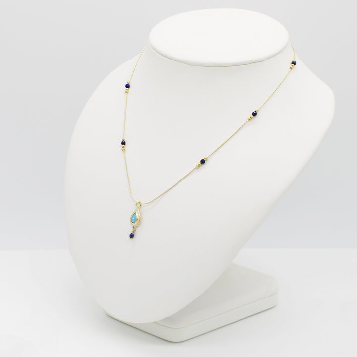 Gold Vermeil Blue Opal Necklace