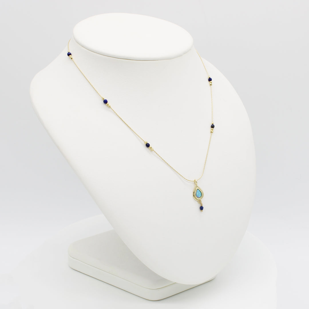 Gold Vermeil Blue Opal Necklace