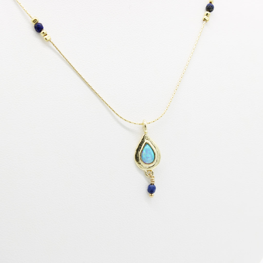 Gold Vermeil Blue Opal Necklace