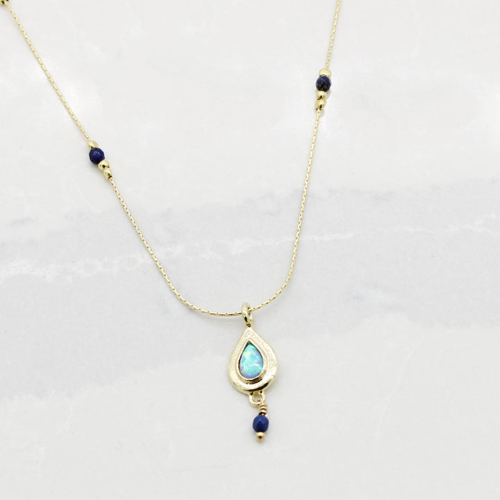 Gold Vermeil Blue Opal Necklace