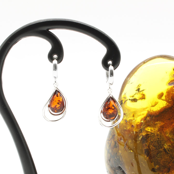 Cognac Amber Drop Earrings