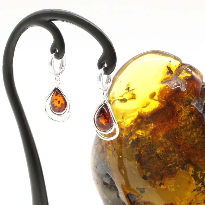 Cognac Amber Drop Earrings