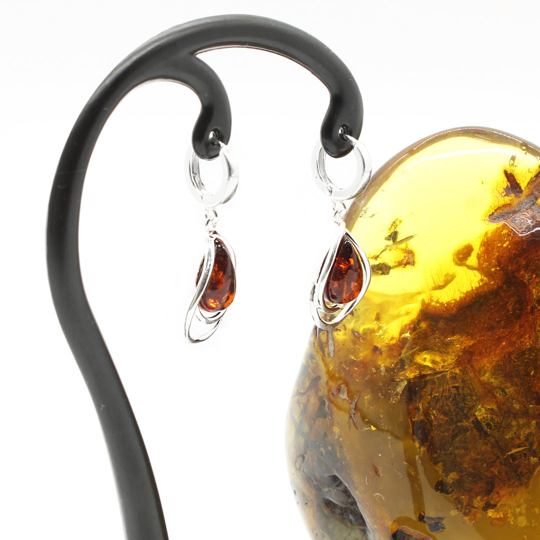 Cognac Amber Drop Earrings