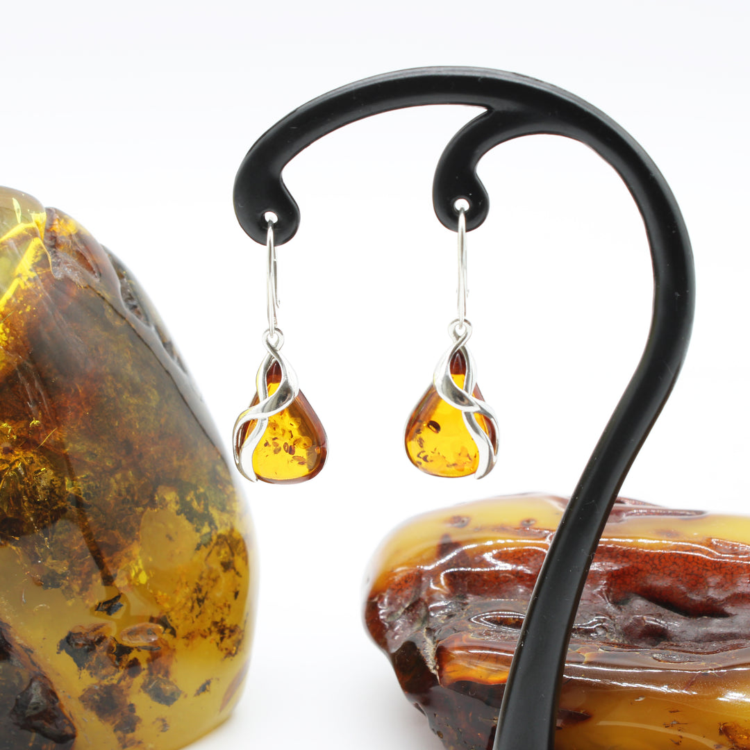 Cognac Amber Drop Earrings
