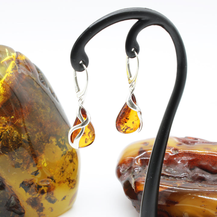 Cognac Amber Drop Earrings