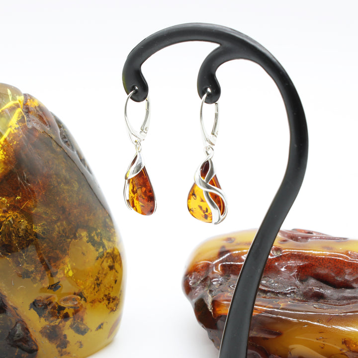 Cognac Amber Drop Earrings