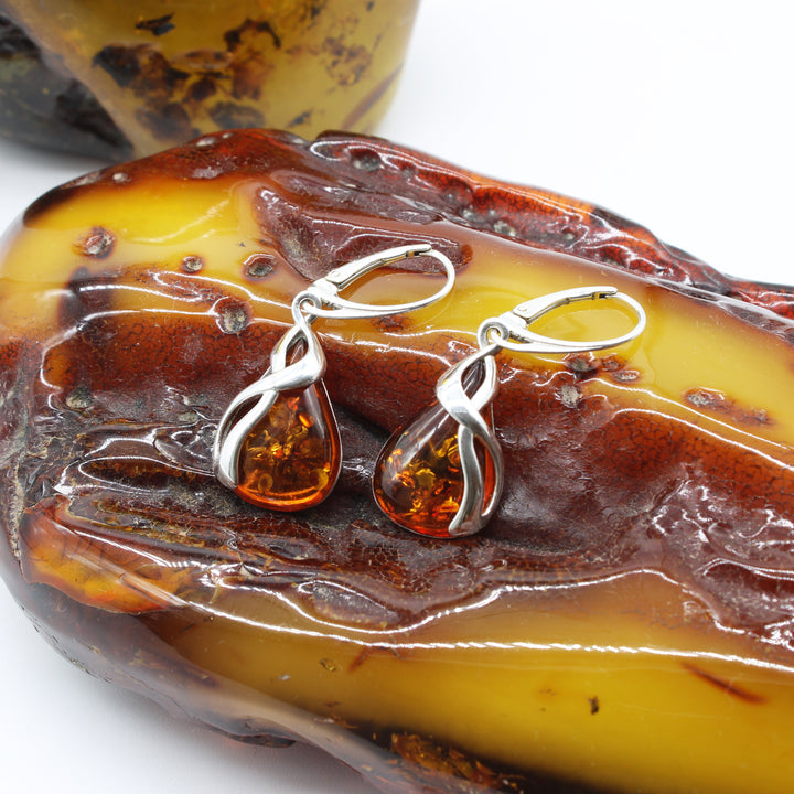 Cognac Amber Drop Earrings