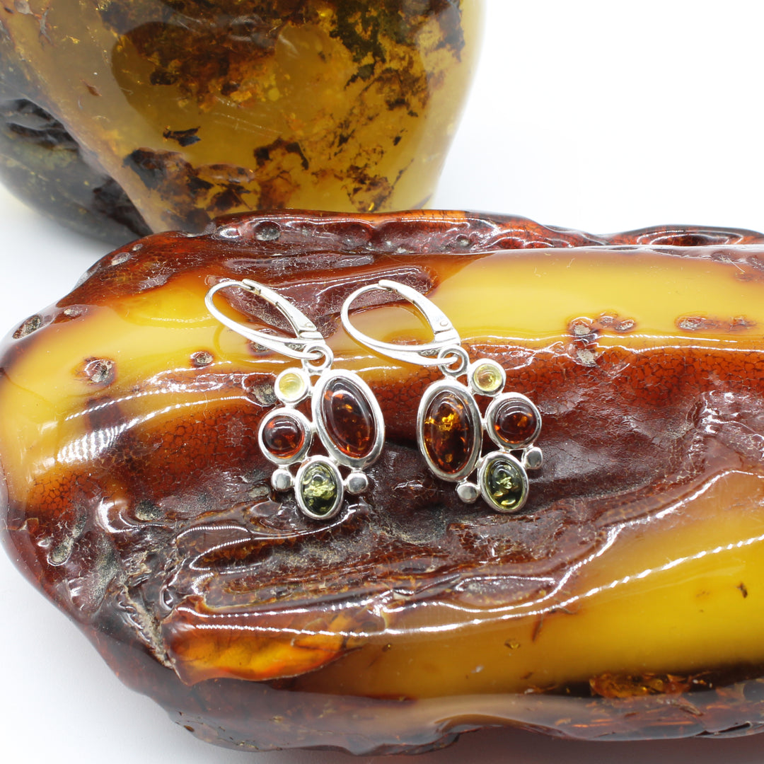 Mixed Amber Drop Earrings