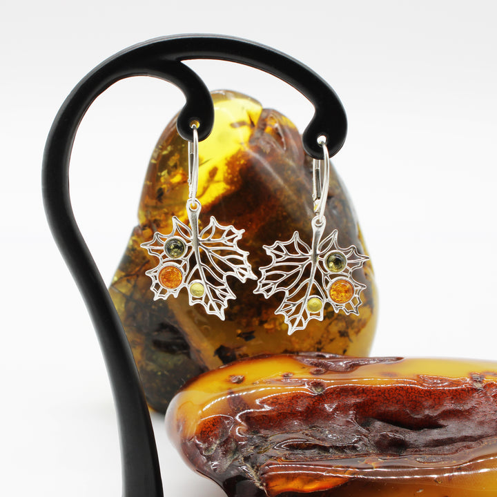Amber Maple Leaf Drop Earrings