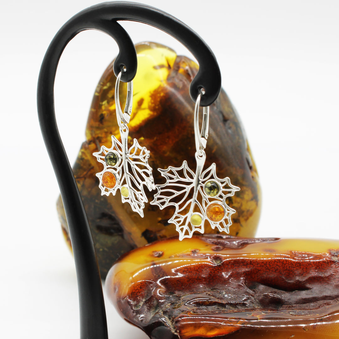 Amber Maple Leaf Drop Earrings
