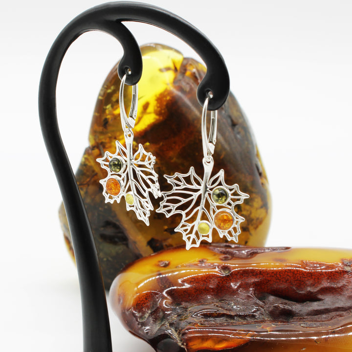 Amber Maple Leaf Drop Earrings