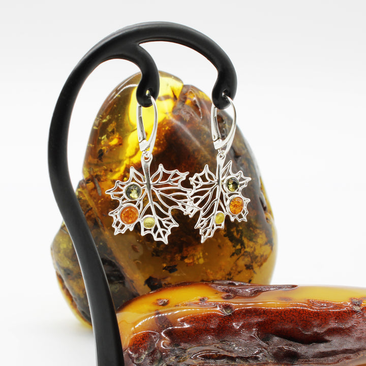 Amber Maple Leaf Drop Earrings