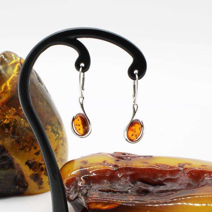 Cognac Amber Drop Earrings