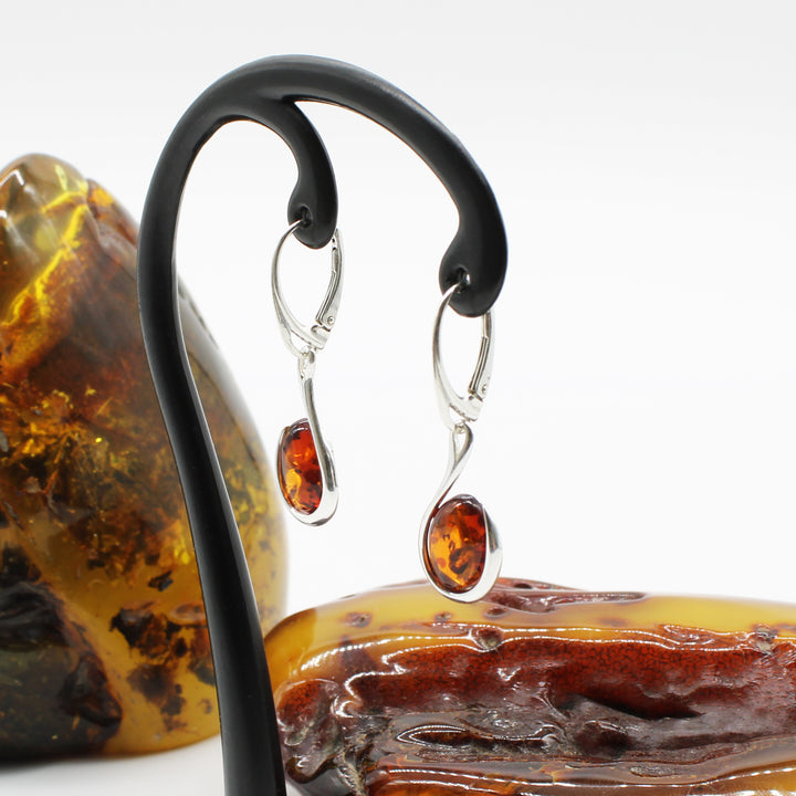 Cognac Amber Drop Earrings