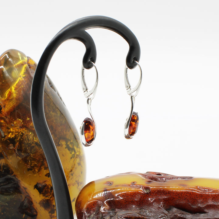 Cognac Amber Drop Earrings
