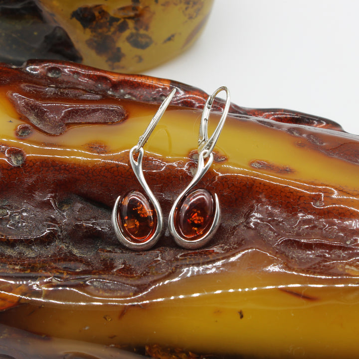 Cognac Amber Drop Earrings
