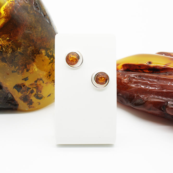 Cognac Amber Stud Earrings